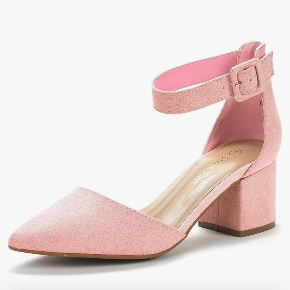 Elegant Pink Ankle Strap Block Heels